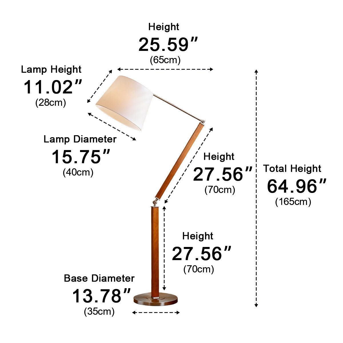 Vintage Wood White Lampshade Swing Arm Floor Lamp - Flyachilles