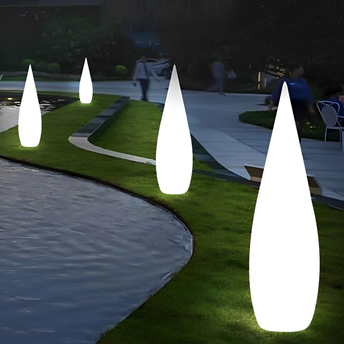 Water Drop LED Waterproof Rechargeable Solar Modern Standing Lawn Lights - Flyachilles