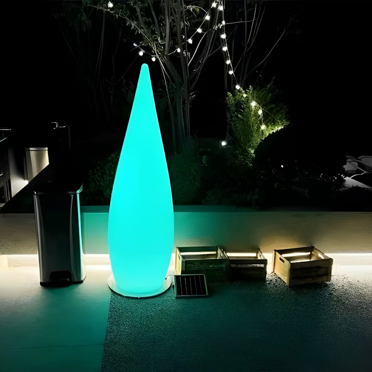 Water Drop LED Waterproof Rechargeable Solar Modern Standing Lawn Lights - Flyachilles