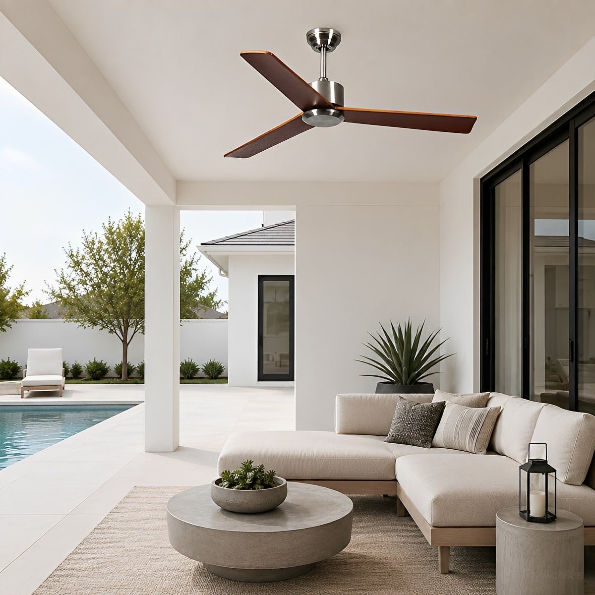 Waterproof 3-Blade Streamlined Wood Outdoor Ceiling Fan - Flyachilles