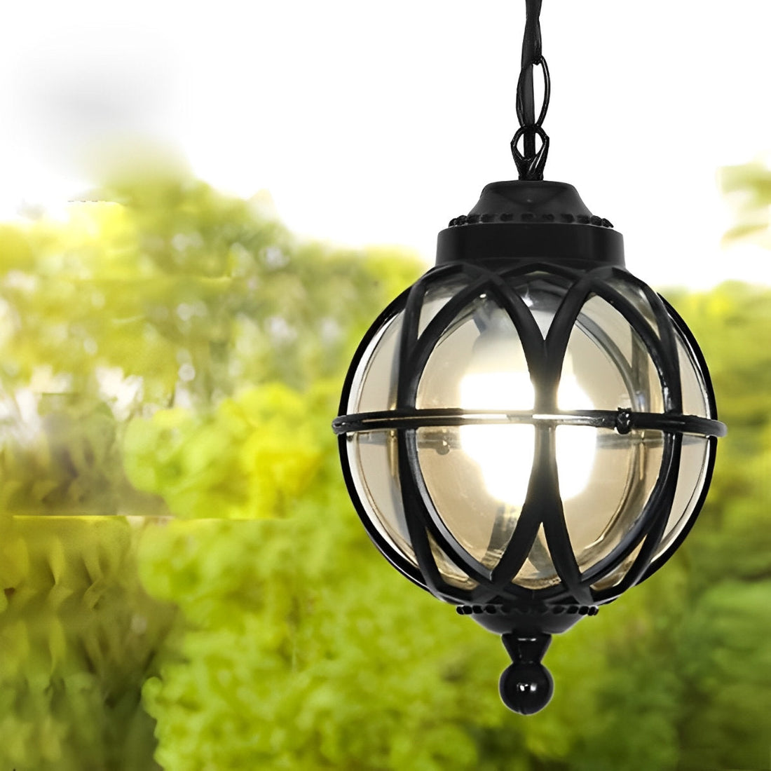Waterproof Aluminum Glass Ball Outdoor Chandelier Light Exterior Hanging Lamp Garden Pendant Light Fixture - Flyachilles
