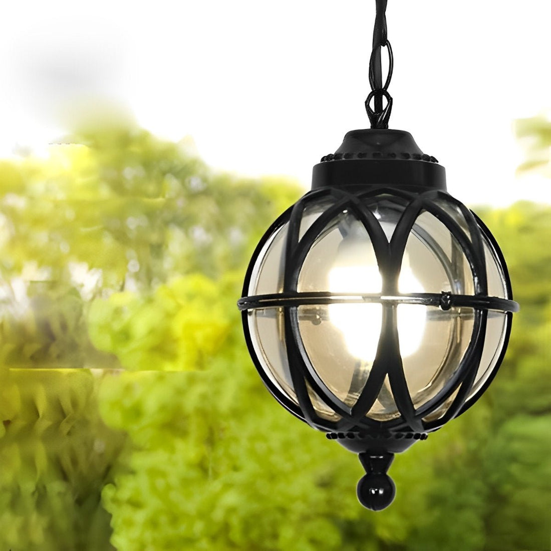 Waterproof Aluminum Glass Ball Outdoor Chandelier Light Hanging Chain Adjustable - Flyachilles