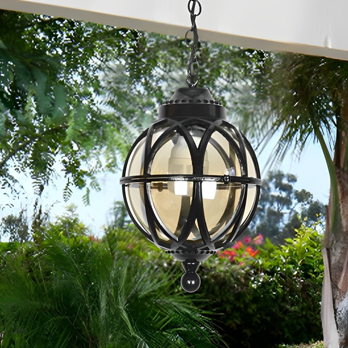 Waterproof Aluminum Glass Ball Outdoor Chandelier Light Hanging Chain Adjustable - Flyachilles