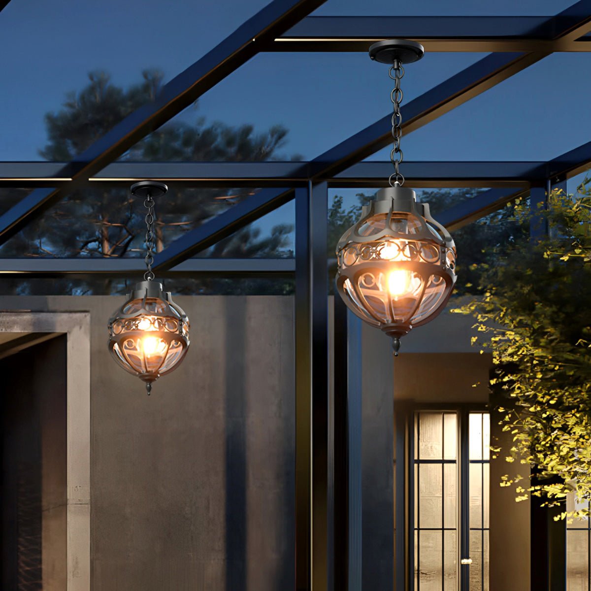 Waterproof Aluminum Glass Ball Outdoor Chandelier Light Hanging Light - Flyachilles