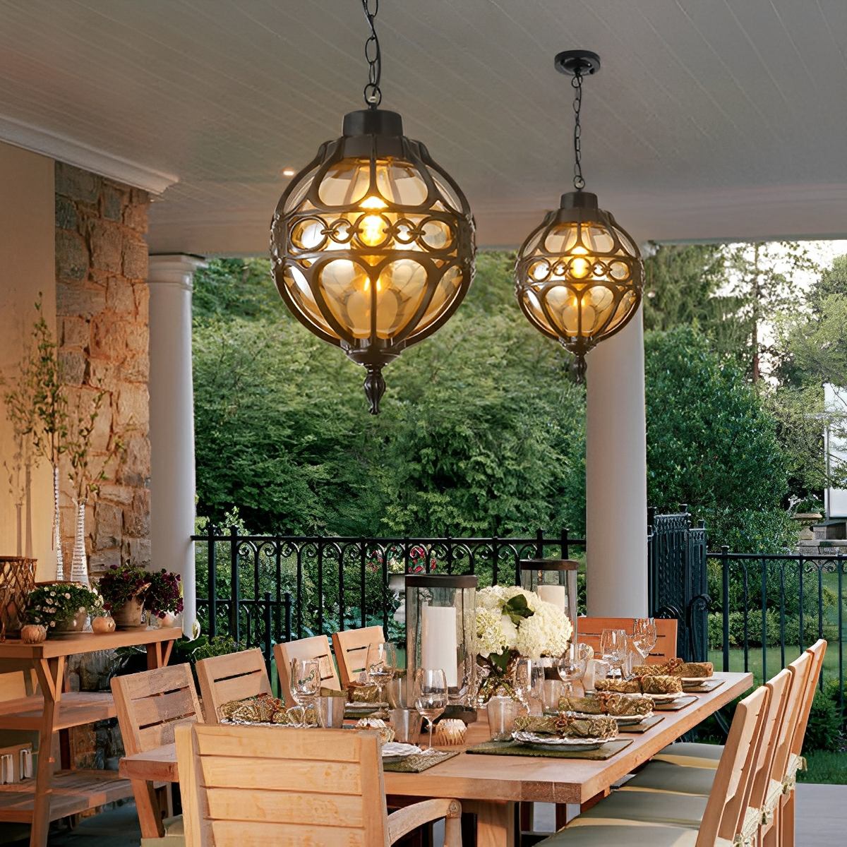 Waterproof Aluminum Glass Ball Outdoor Chandelier Light Hanging Light - Flyachilles