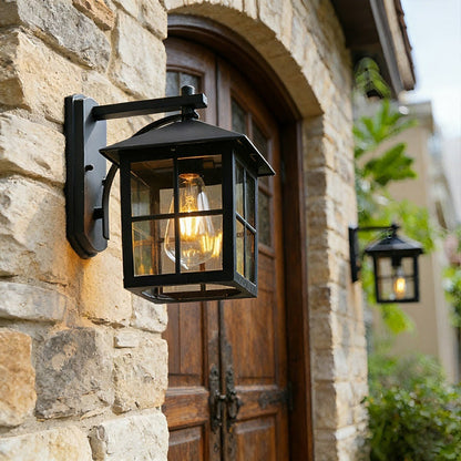 Waterproof Black Farmhouse Cross Lantern Outdoor Porch LED Wall Lights - Flyachilles
