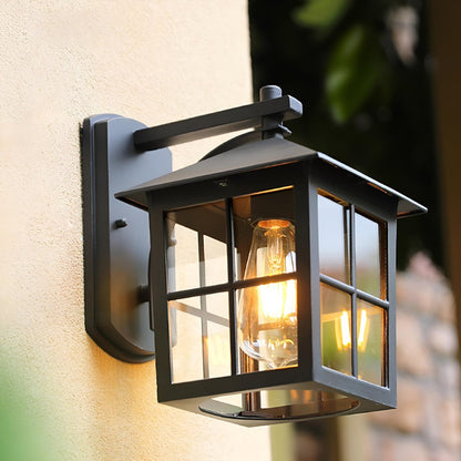 Waterproof Black Farmhouse Cross Lantern Outdoor Porch LED Wall Lights - Flyachilles