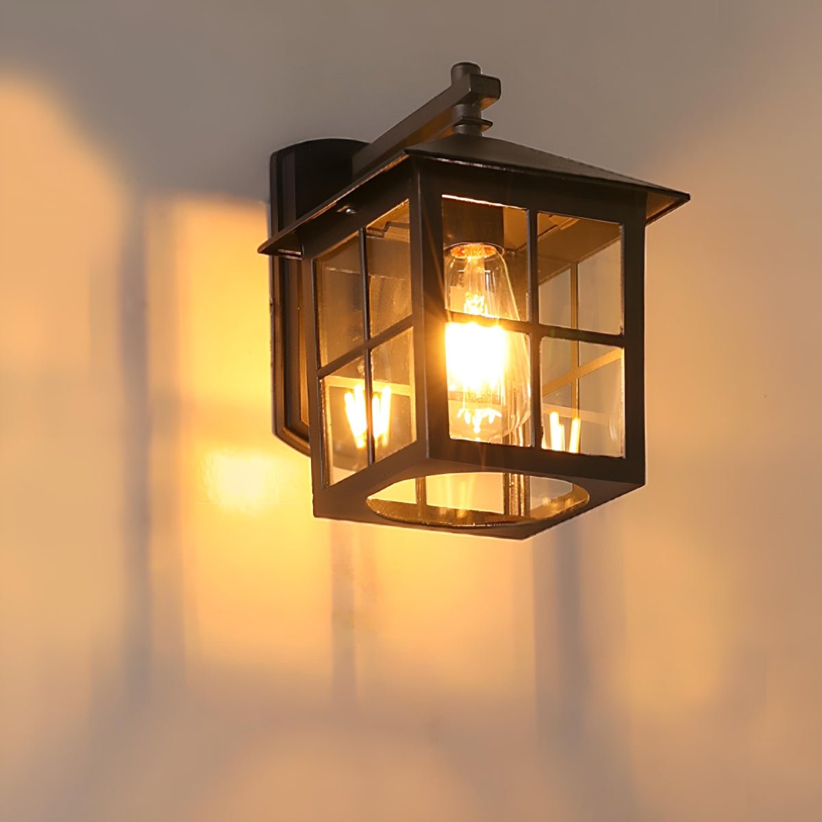 Waterproof Black Farmhouse Cross Lantern Outdoor Porch LED Wall Lights - Flyachilles