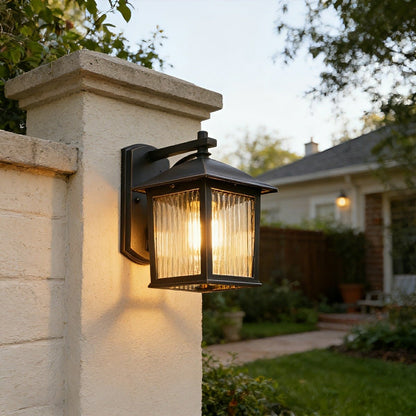 Waterproof Black Farmhouse Cross Lantern Outdoor Porch LED Wall Lights - Flyachilles