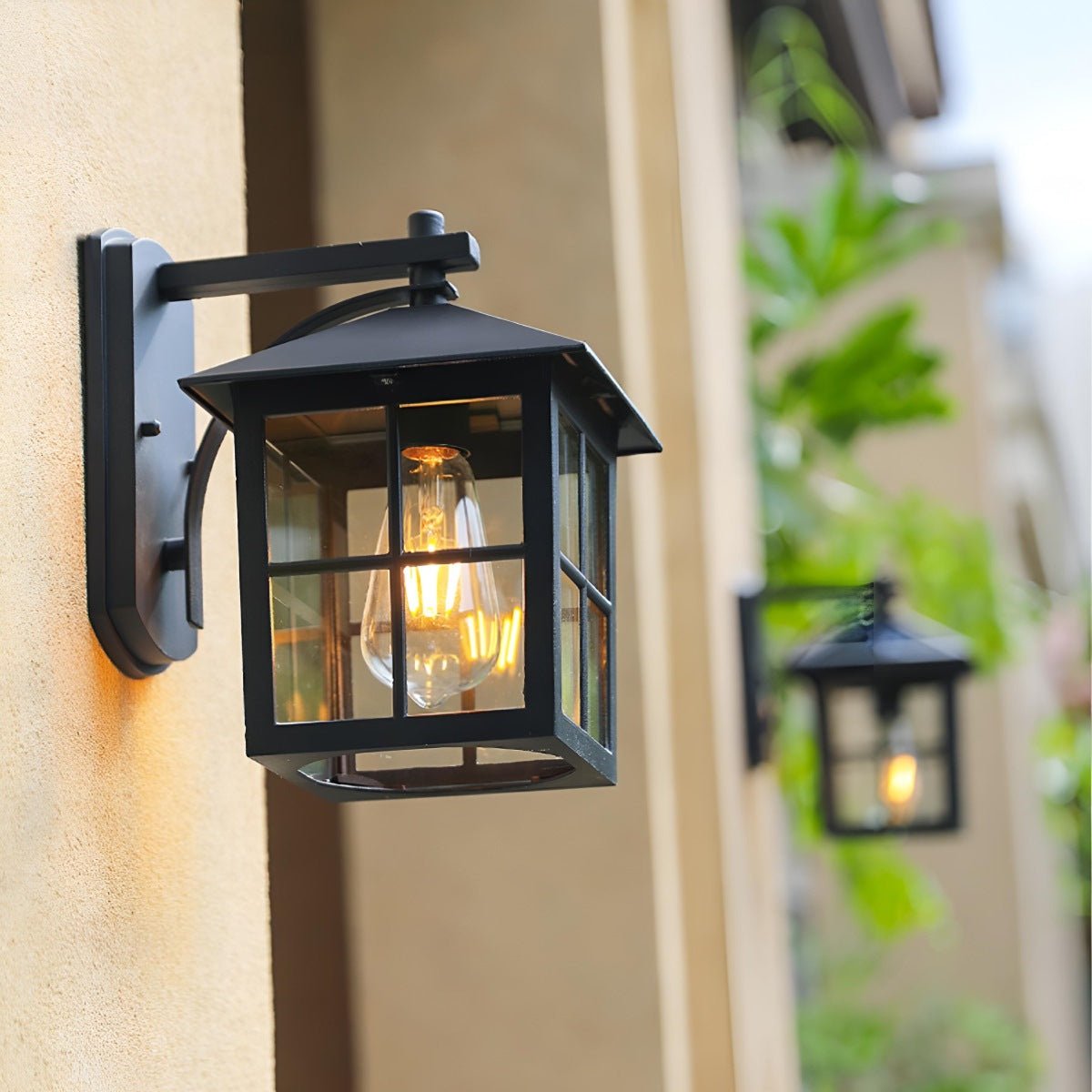 Waterproof Black Farmhouse Cross Lantern Outdoor Porch LED Wall Lights - Flyachilles