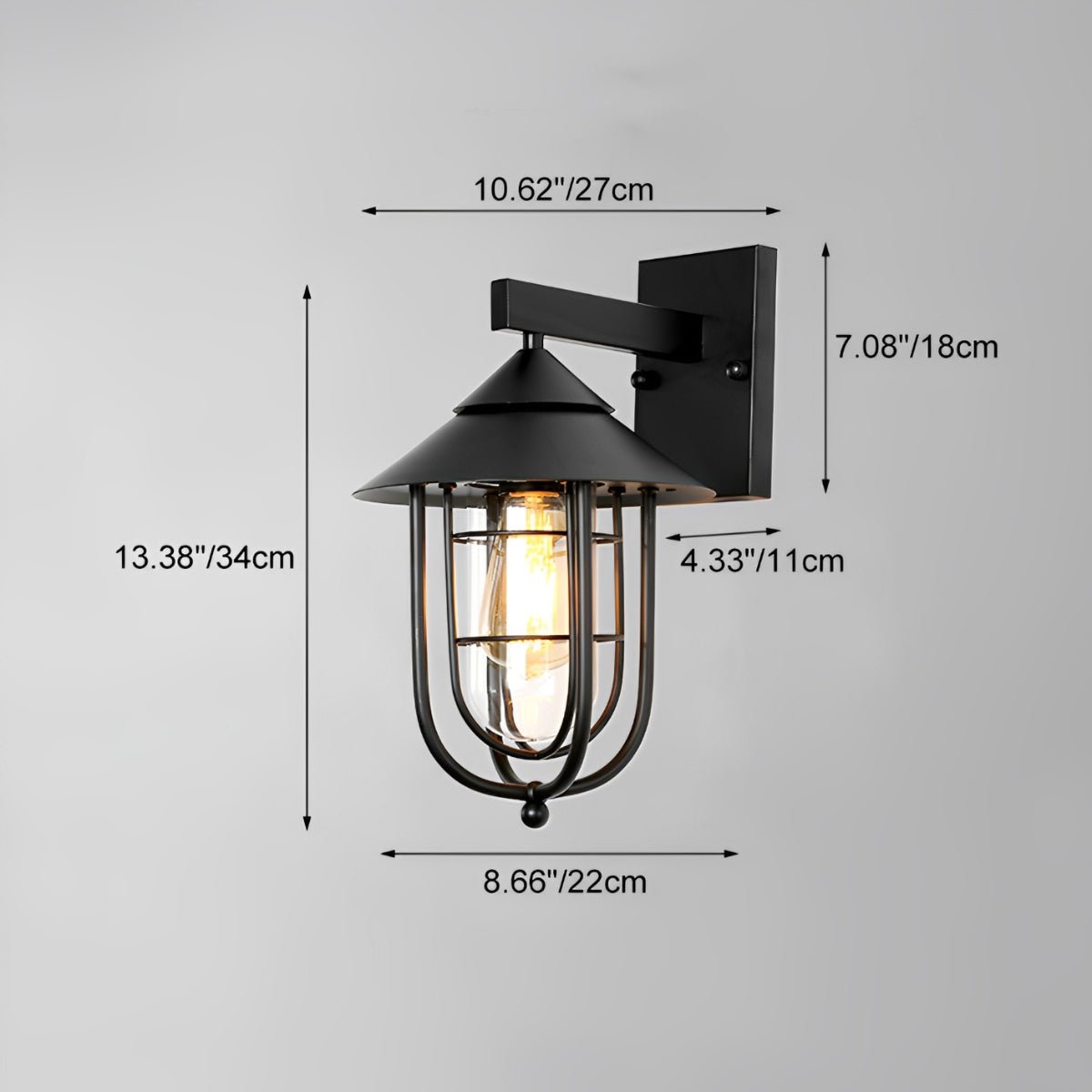 Waterproof Black LED Industrial Outdoor Wall Sconces - Flyachilles