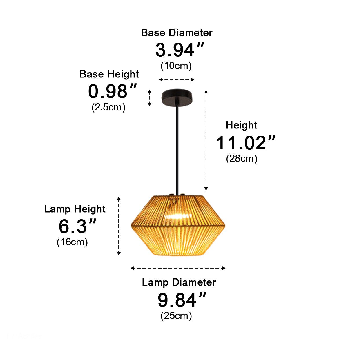 Waterproof Coastal Geometric Rattan LED Outdoor Pendant Light - Flyachilles