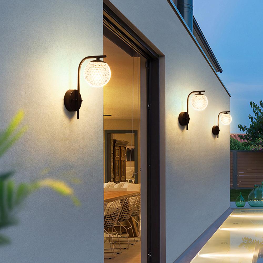 Waterproof Crystal Globe LED Outdoor Wall Sconces - Flyachilles