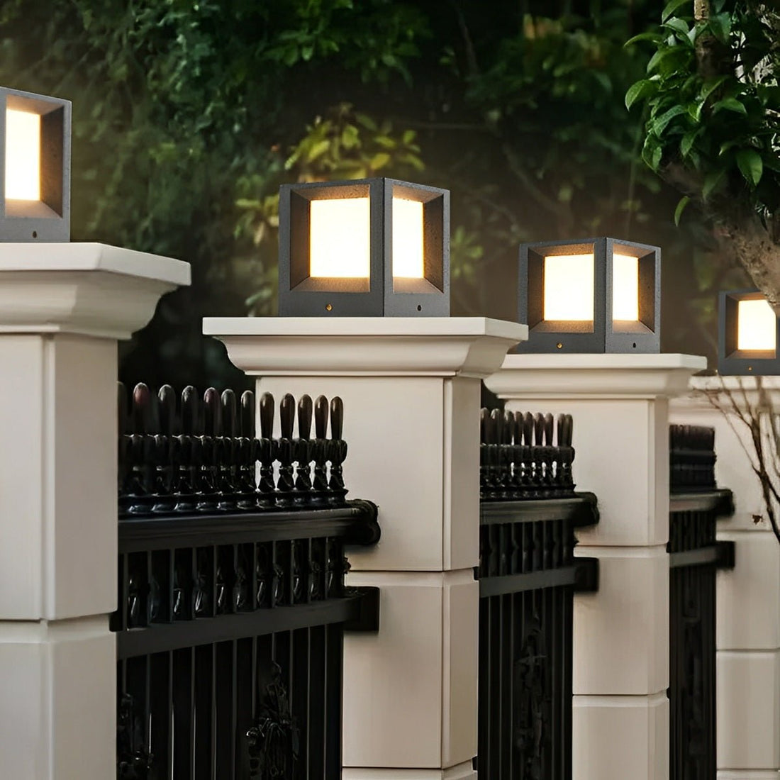 Waterproof Cubed Cement LED Outdoor Post Lights - Flyachilles