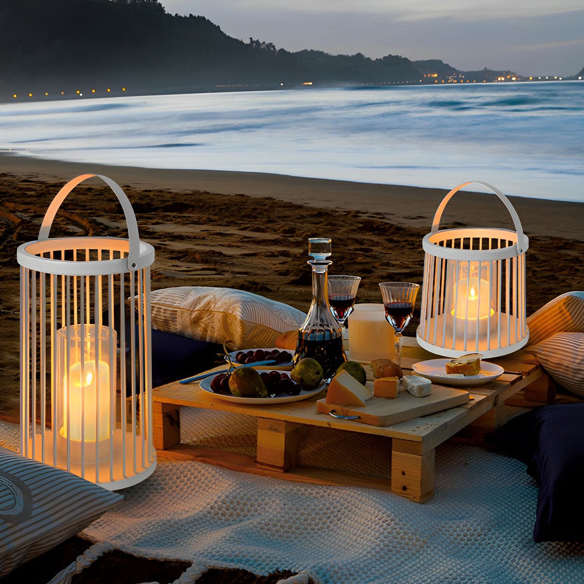 Waterproof Cylinder Outdoor Floor Lamps Hanging LED Candle Lanterns - Flyachilles