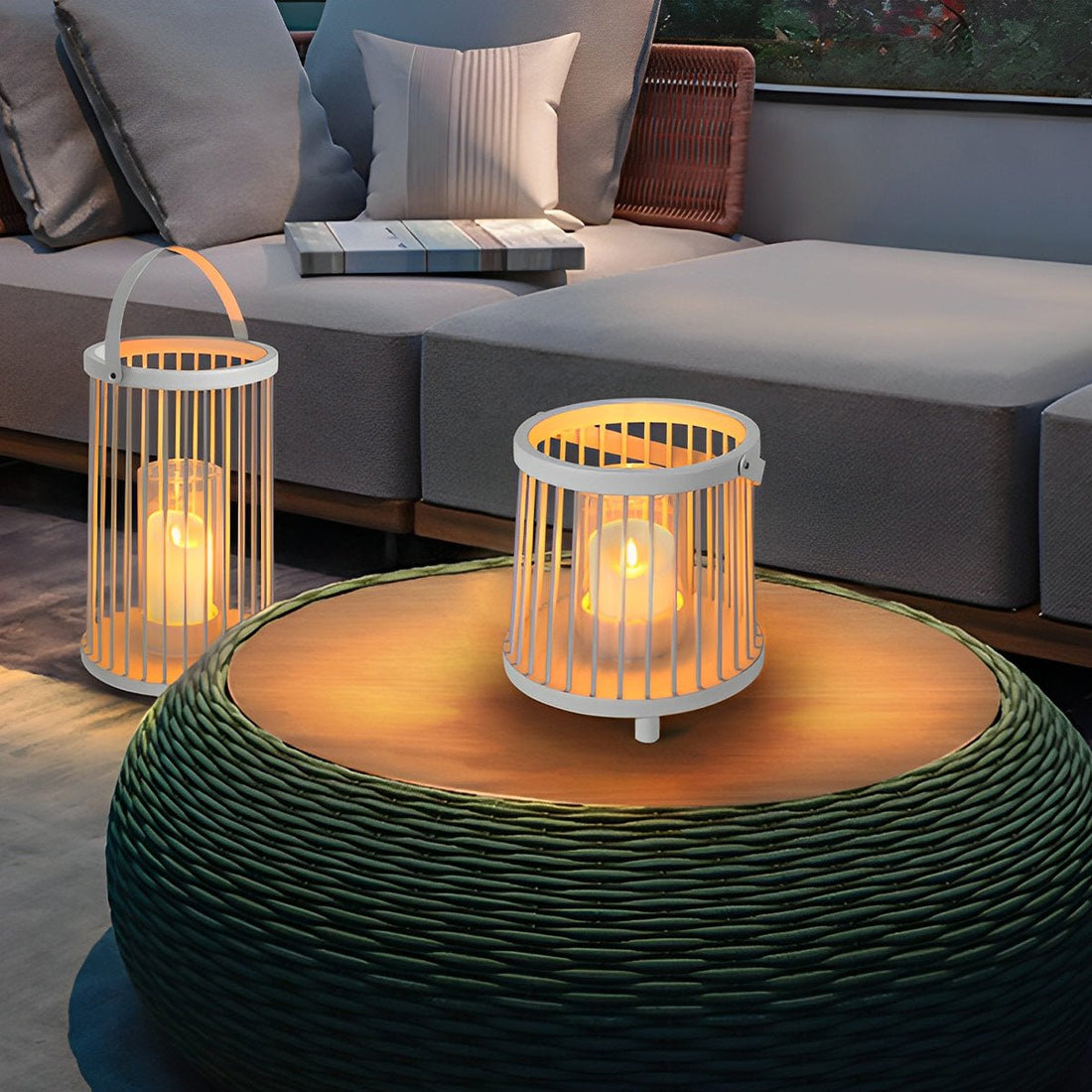 Waterproof Cylinder Outdoor Floor Lamps Hanging LED Candle Lanterns - Flyachilles