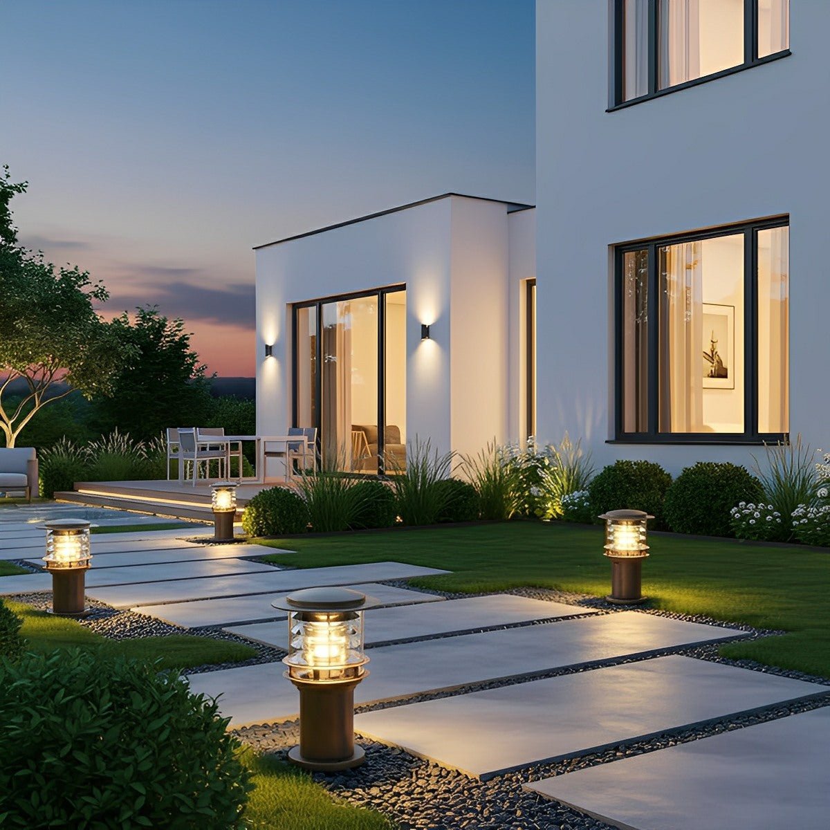 Waterproof Cylinder Tiered LED Outdoor Landscape Lighting - Flyachilles