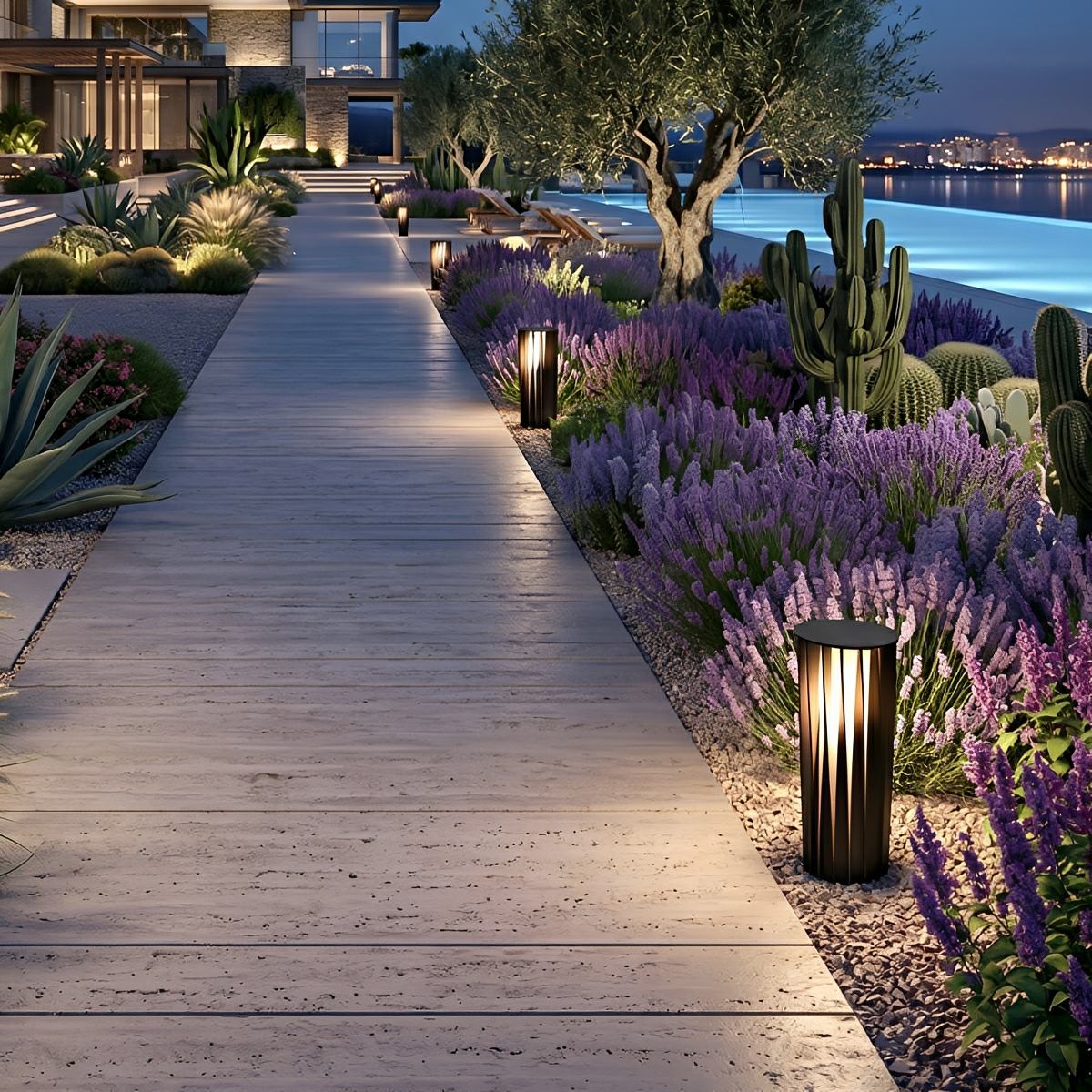 Waterproof Cylindrical Twisted Outdoor Post Light Pathway Lighting - Flyachilles