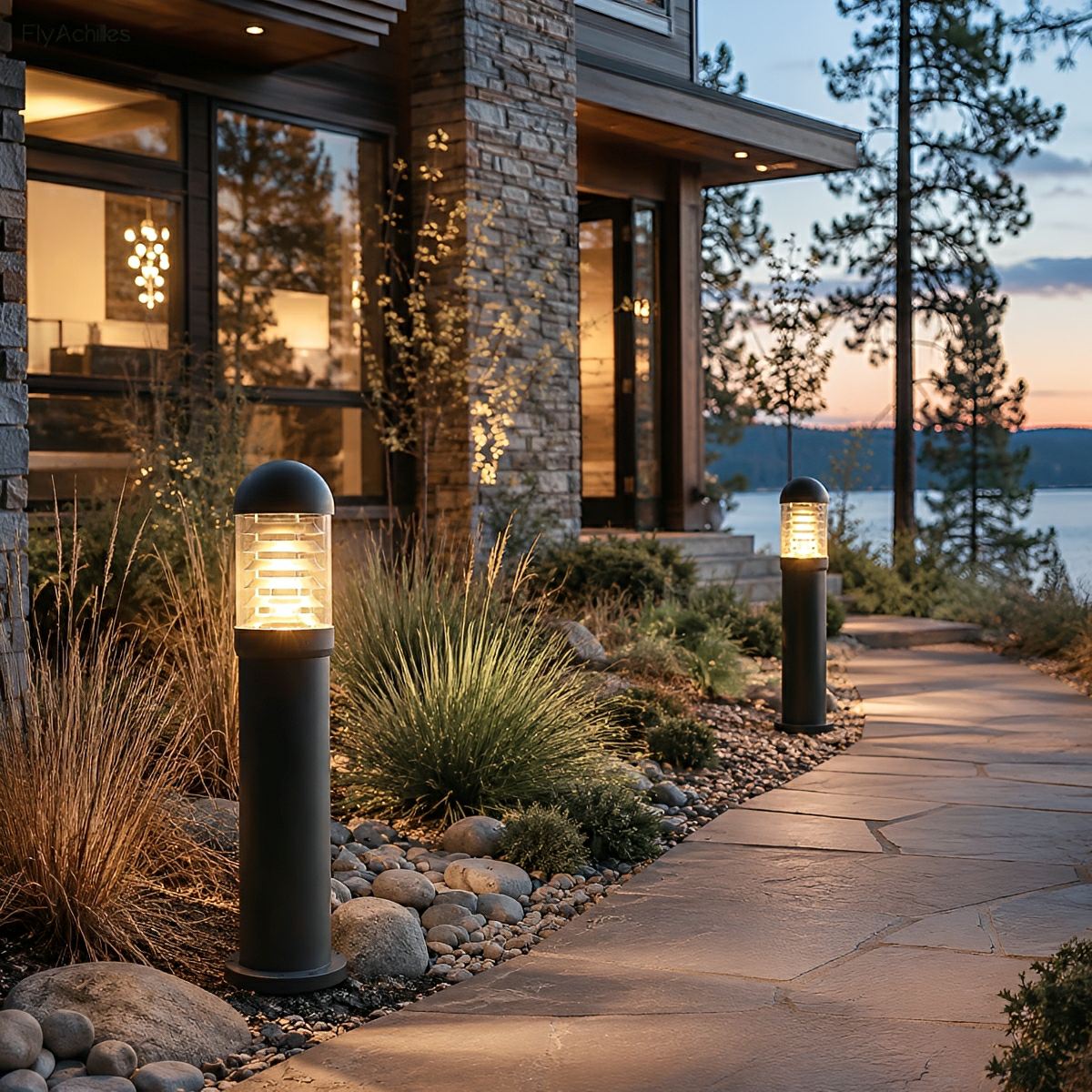 Waterproof Fence Patio Courtyard Park Yard Aluminum Pillar Post Column Lamp - Flyachilles