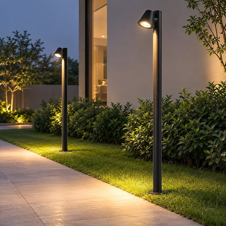 Waterproof Flash Black Modern Column Outdoor Street Pole Lights - Flyachilles