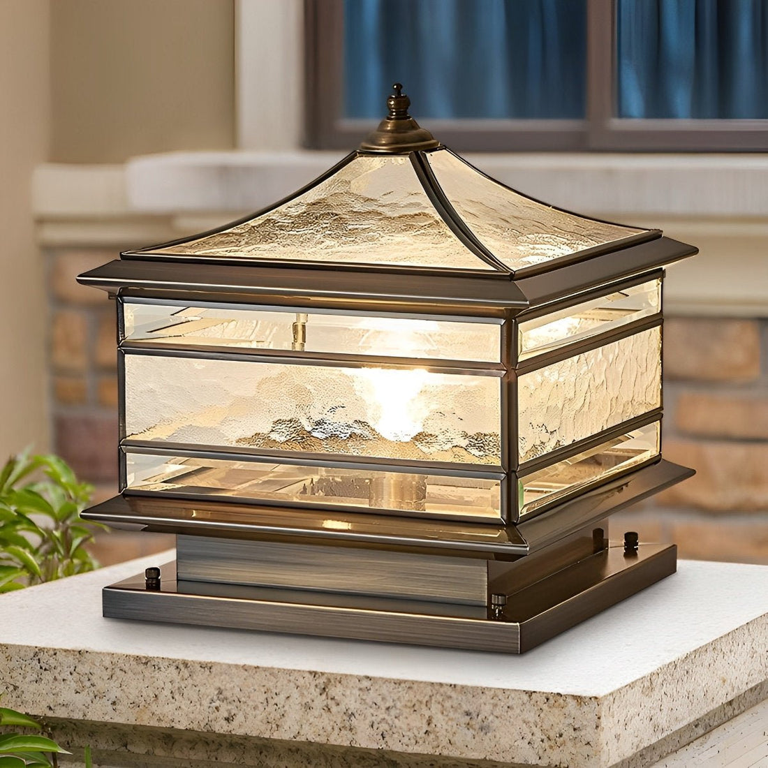 Waterproof Glass Copper Vintage Outdoor Fence Post Lights Pillar Light Column Lamp - Flyachilles