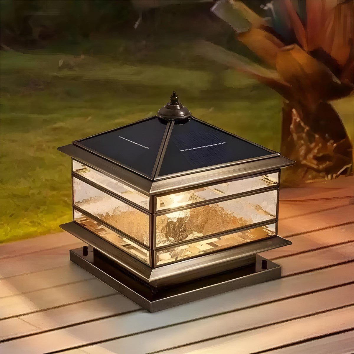 Waterproof Glass Copper Vintage Outdoor Fence Post Lights Pillar Light Column Lamp - Flyachilles