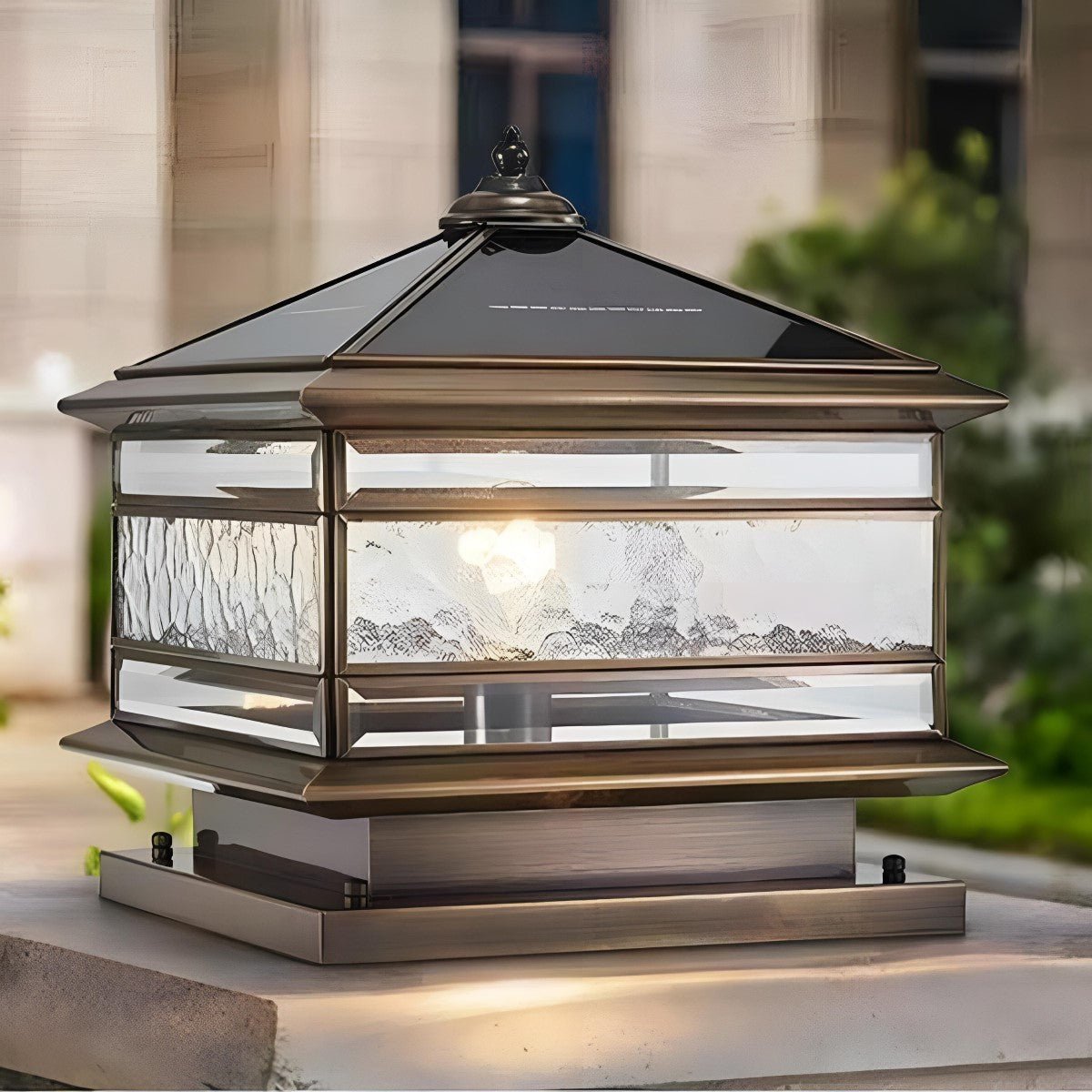 Waterproof Glass Copper Vintage Outdoor Fence Post Lights Pillar Light Column Lamp - Flyachilles