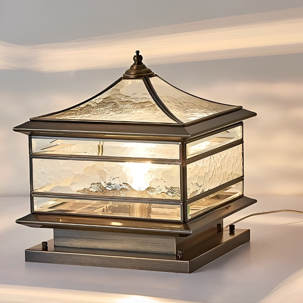 Waterproof Glass Copper Vintage Outdoor Fence Post Lights Pillar Light Column Lamp - Flyachilles