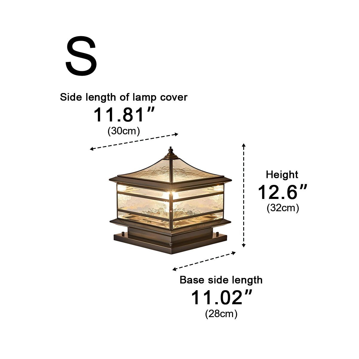 Waterproof Glass Copper Vintage Outdoor Fence Post Lights Pillar Light Column Lamp - Flyachilles