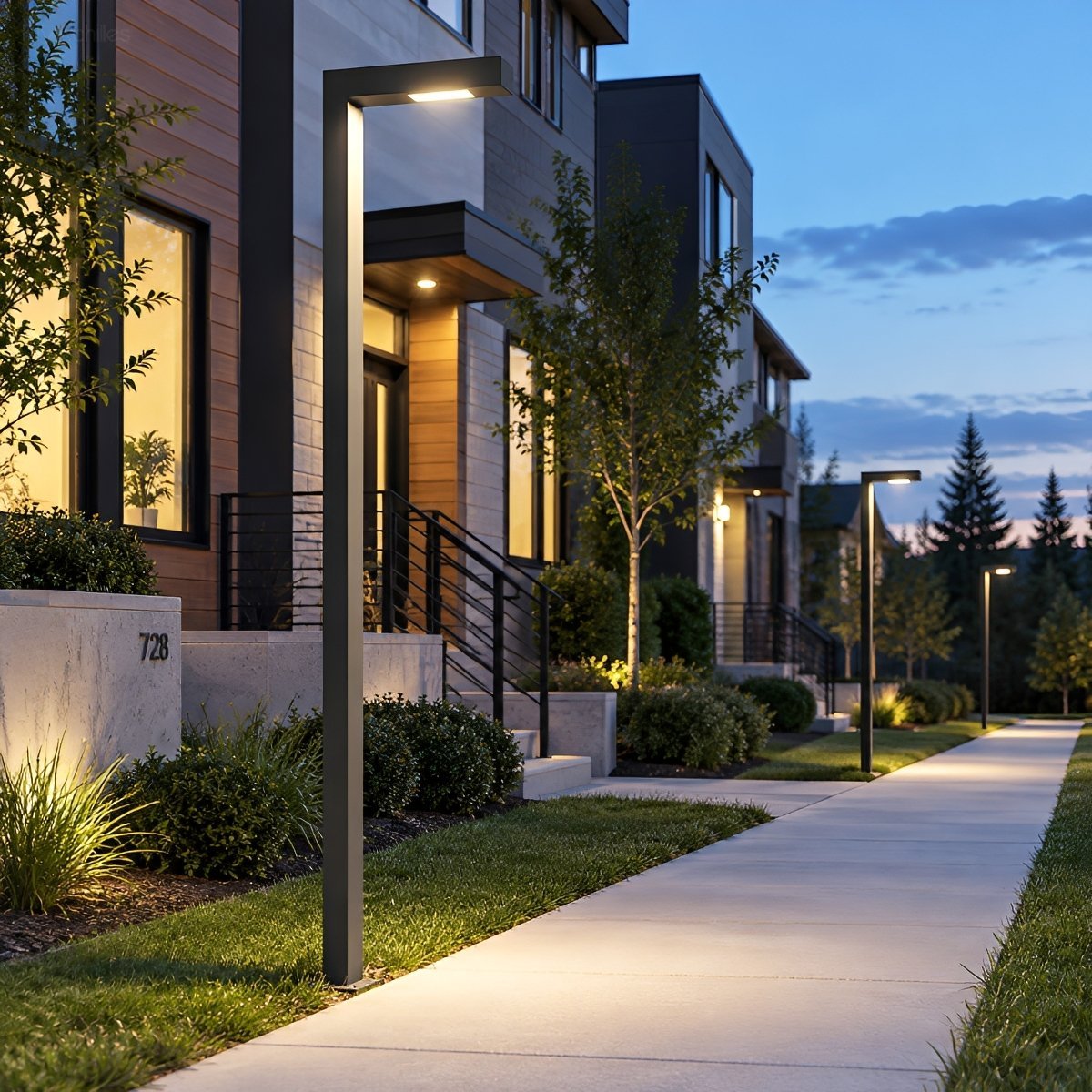 Waterproof LED Black Modern Column Outdoor Pole Street Light - Flyachilles