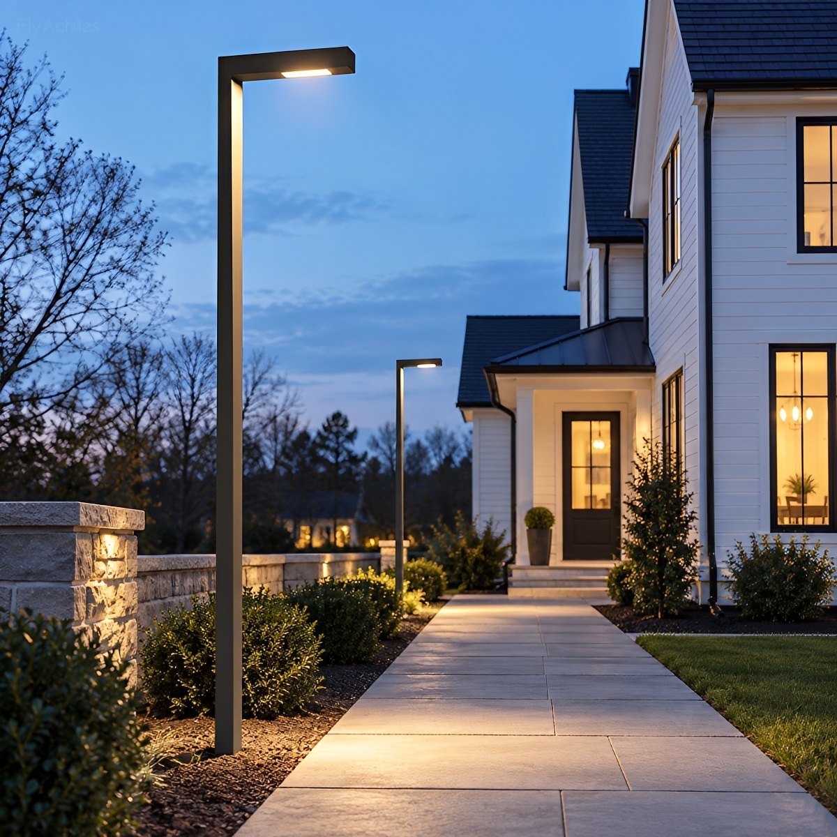 Waterproof LED Black Modern Column Outdoor Pole Street Light - Flyachilles