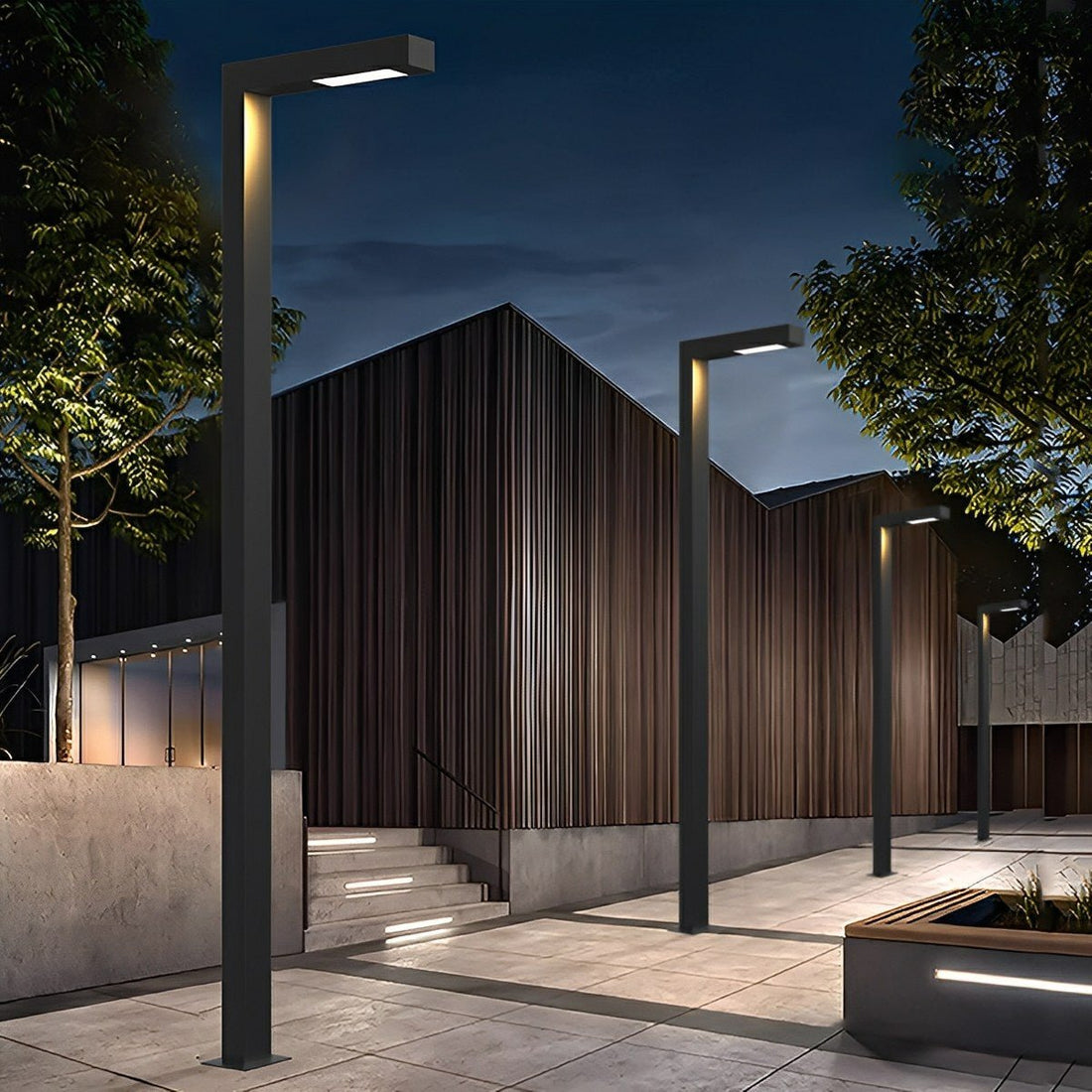 Waterproof LED Black Modern Column Outdoor Pole Street Light - Flyachilles