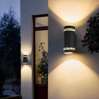 Waterproof LED Outdoor Up and Down Double Head Acrylic Aluminum Black Wall Sconce - Flyachilles