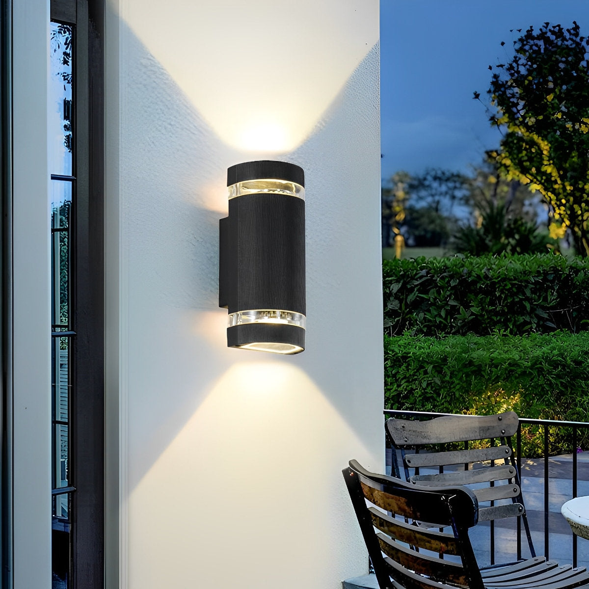 Waterproof LED Outdoor Up and Down Double Head Acrylic Aluminum Black Wall Sconce - Flyachilles