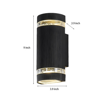 Waterproof LED Outdoor Up and Down Double Head Acrylic Aluminum Black Wall Sconce - Flyachilles