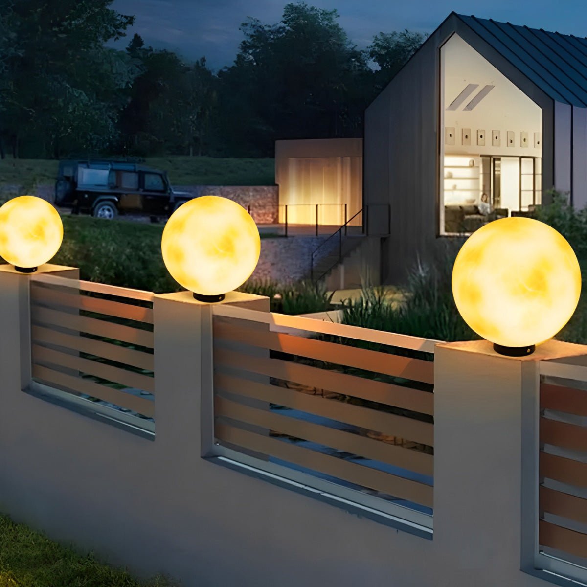 Waterproof LED Round Ball Moon Modern Solar Post Caps Lights - Flyachilles