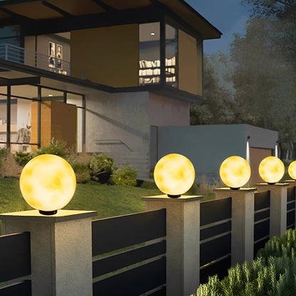 Waterproof LED Round Ball Moon Modern Solar Post Caps Lights - Flyachilles