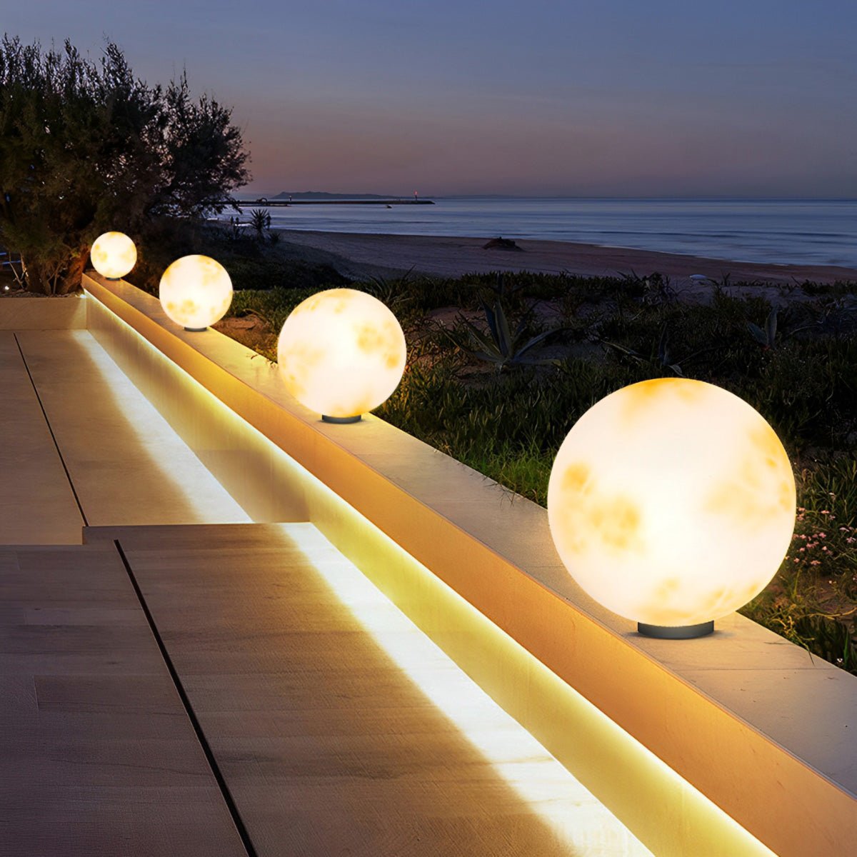 Waterproof LED Round Ball Moon Modern Solar Post Caps Lights - Flyachilles