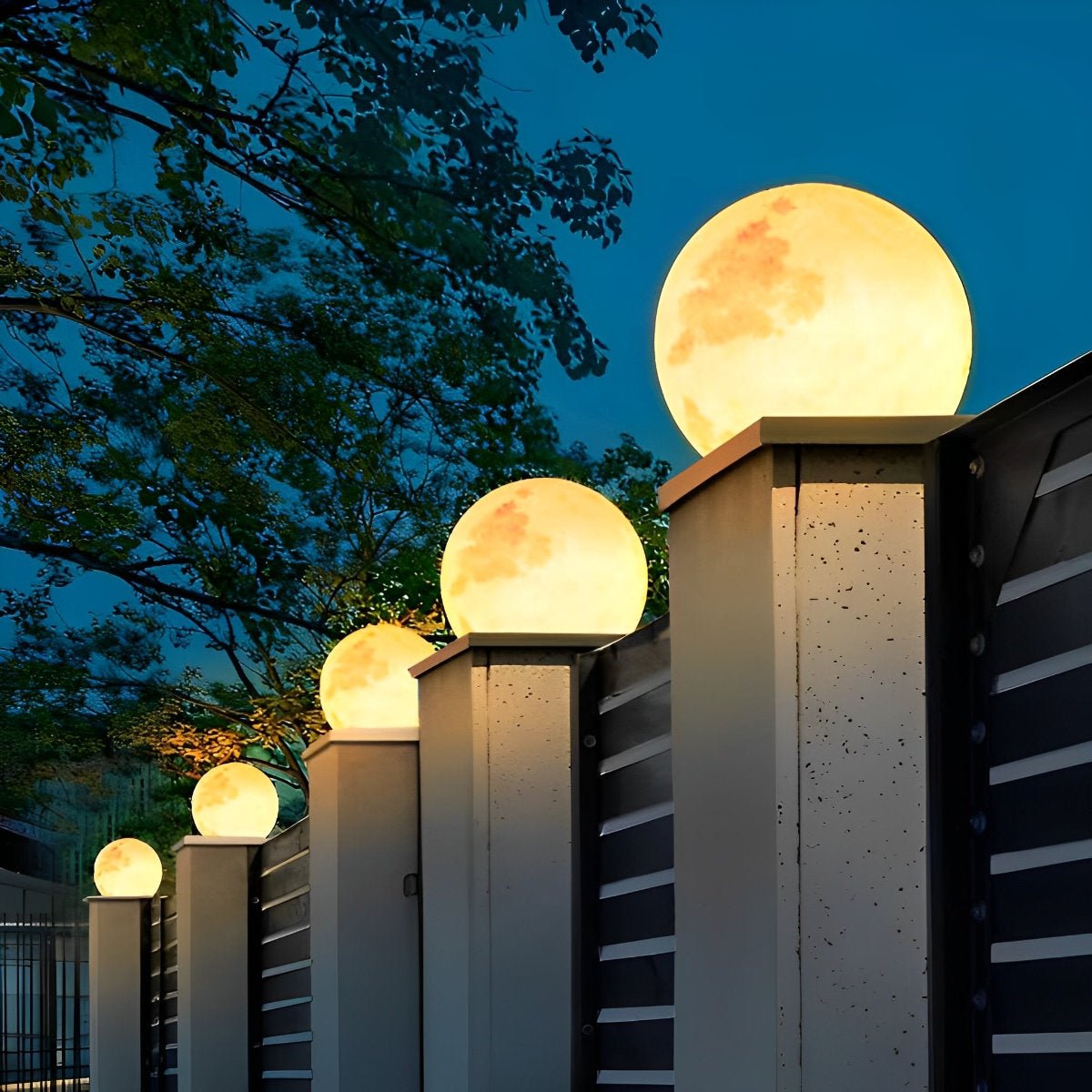 Waterproof LED Round Ball Moon Modern Solar Post Caps Lights - Flyachilles