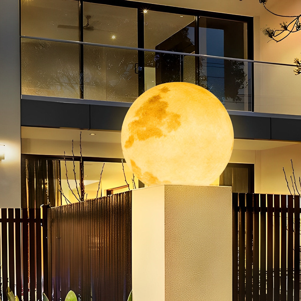 Waterproof LED Round Ball Moon Modern Solar Post Caps Lights with Remote - Flyachilles