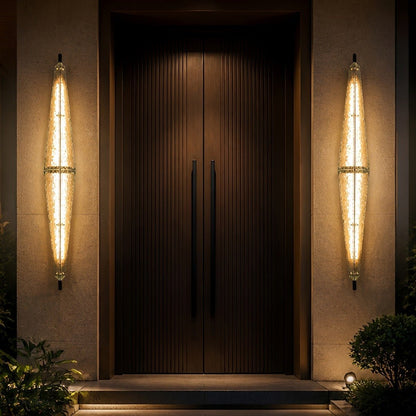 Waterproof Luxury Diamond Leaf Textured Glass Outdoor Wall Light - Flyachilles