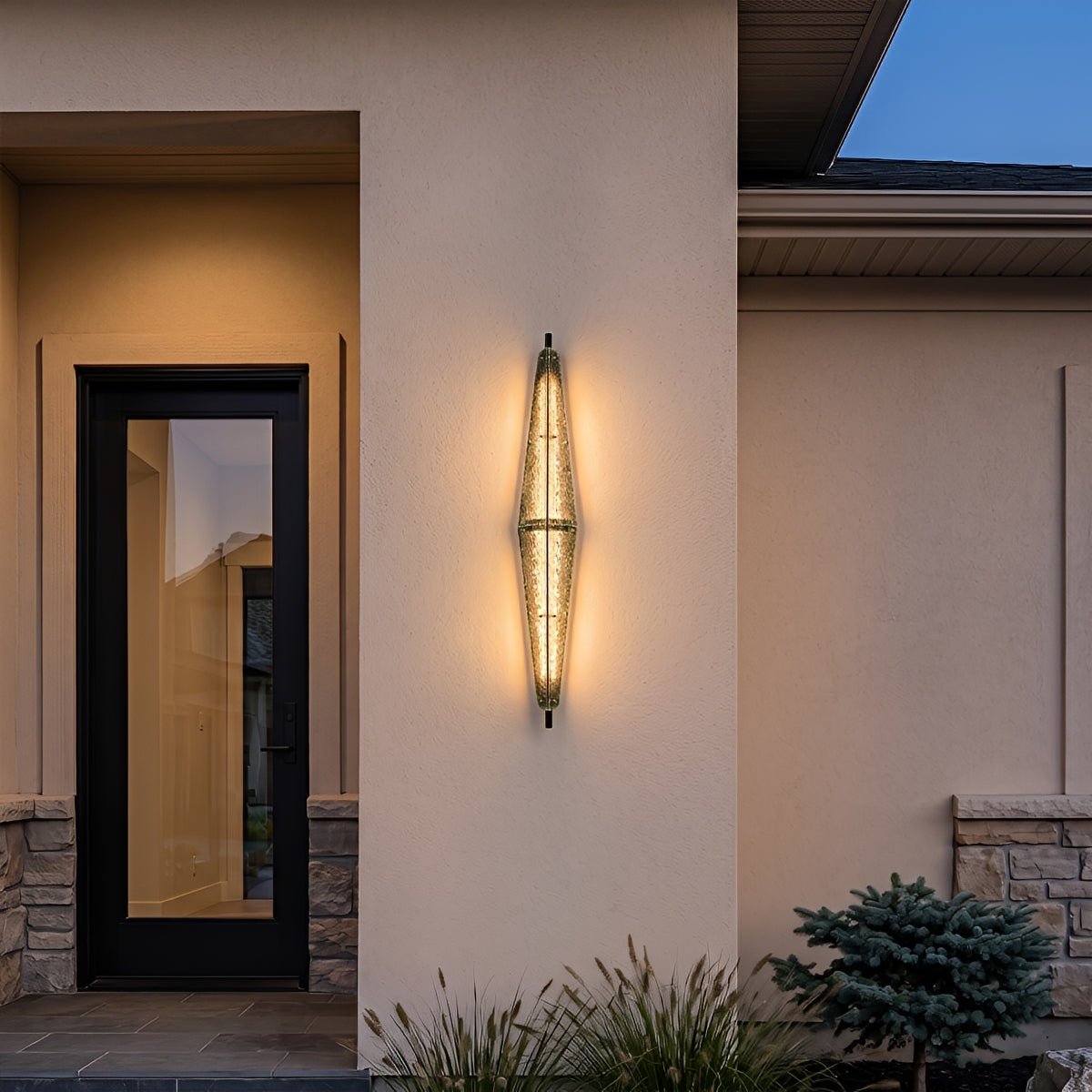 Waterproof Luxury Diamond Leaf Textured Glass Outdoor Wall Light - Flyachilles