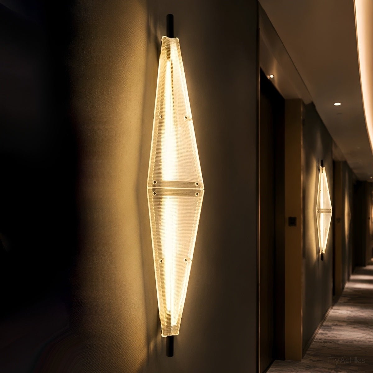 Waterproof Luxury Diamond Ribbed Glass Outdoor Wall Light - Flyachilles