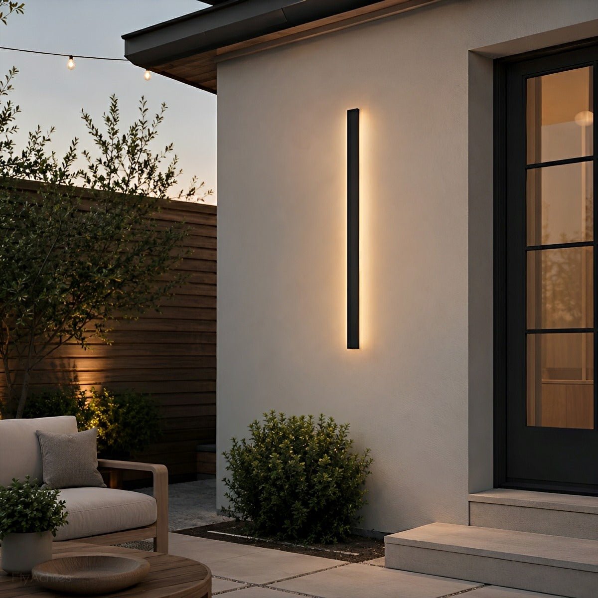 Waterproof Modern Black Long Strip LED Sconce Light Frosted Wall Light - Flyachilles