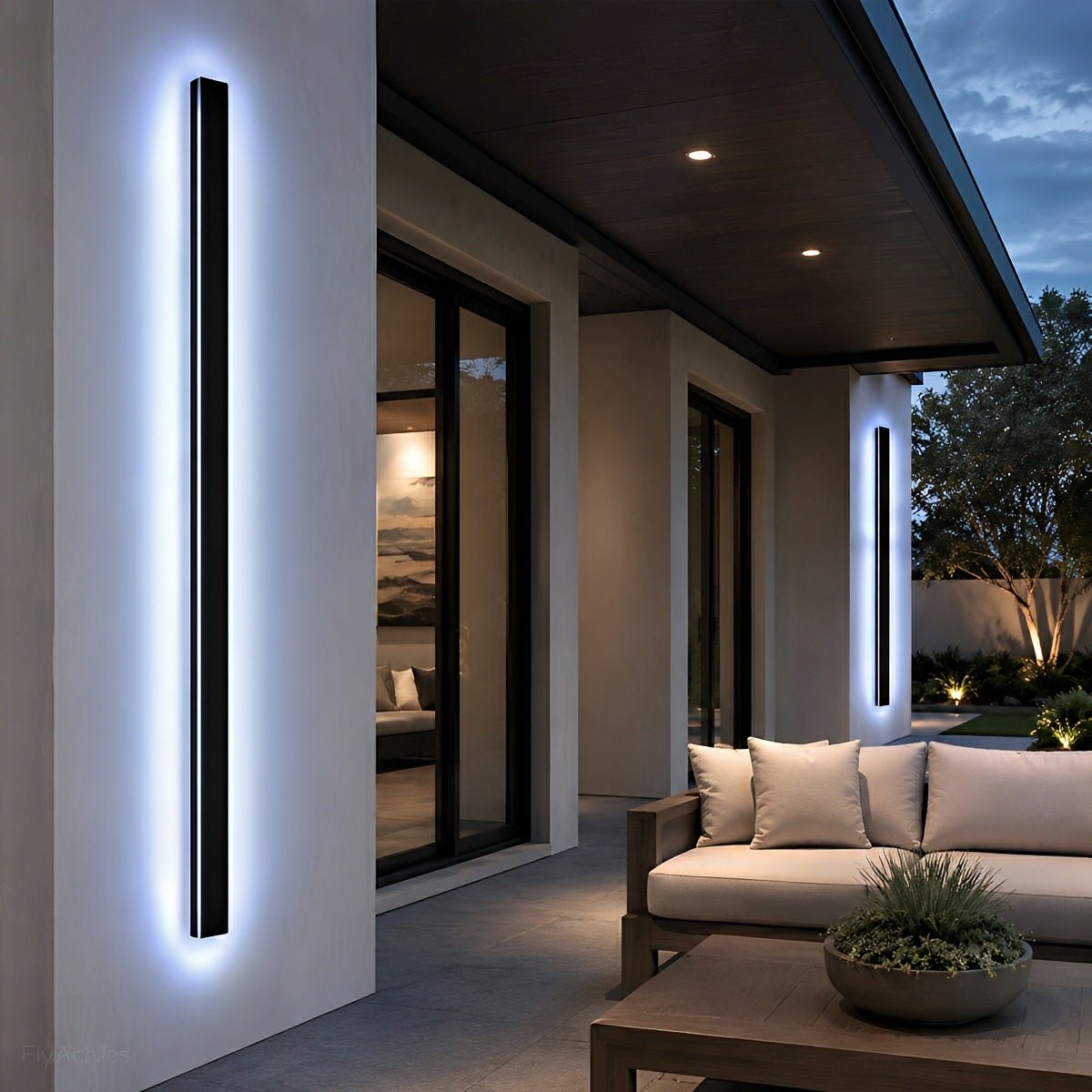 Waterproof Modern Black Long Strip LED Sconce Light Frosted Wall Light - Flyachilles