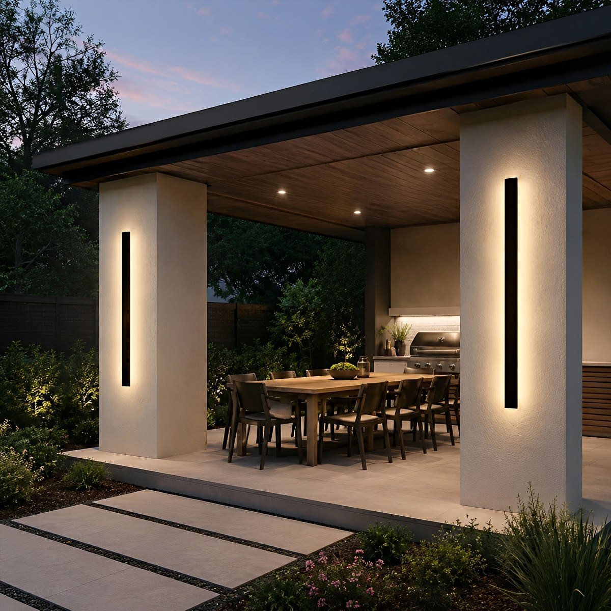Waterproof Modern Black Long Strip LED Sconce Light Frosted Wall Light - Flyachilles