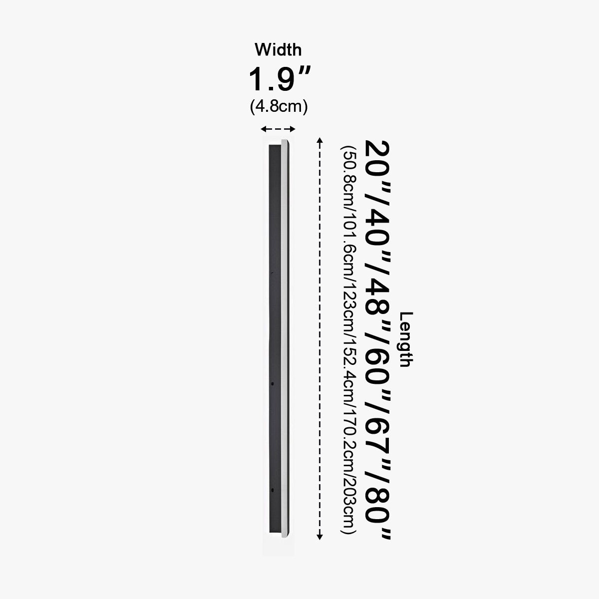 Waterproof Modern Black Long Strip LED Sconce Light Frosted Wall Light - Flyachilles