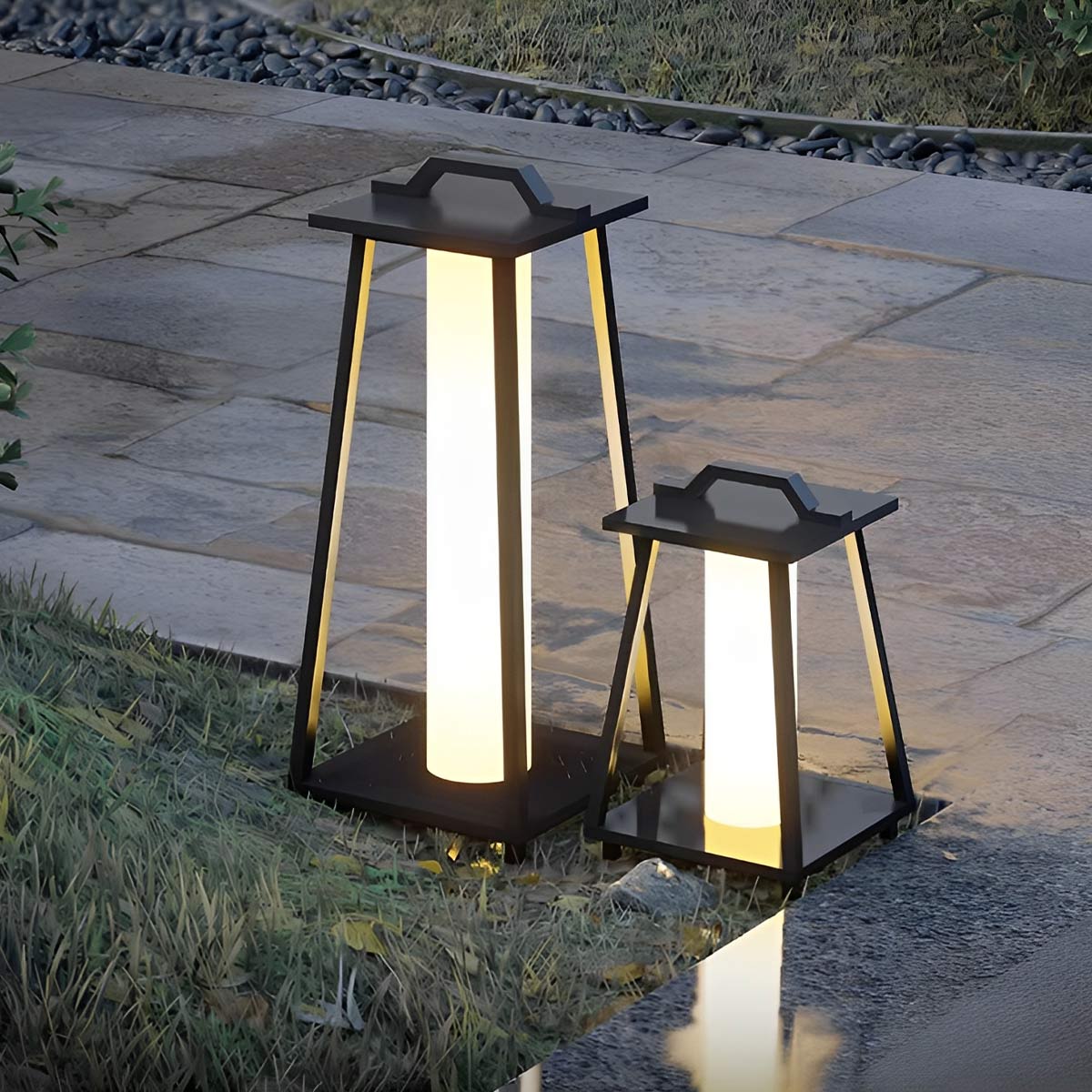 Waterproof Modern Minimalist Geometric LED Outdoor Floor Lamp - Flyachilles