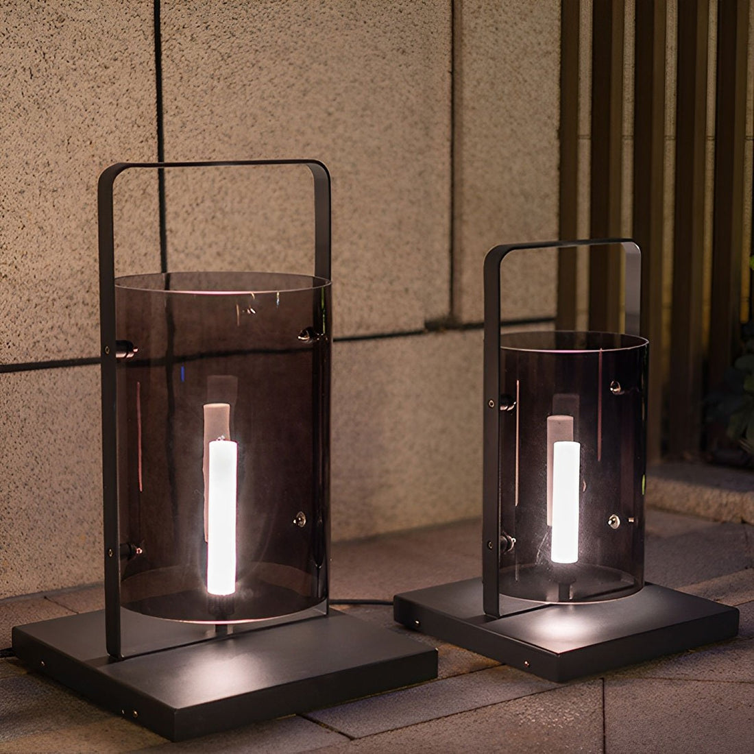 Waterproof Modern Minimalist Glass Cylinder LED Outdoor Floor Lamp - Flyachilles
