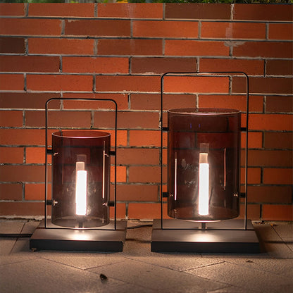 Waterproof Modern Minimalist Glass Cylinder LED Outdoor Floor Lamp - Flyachilles